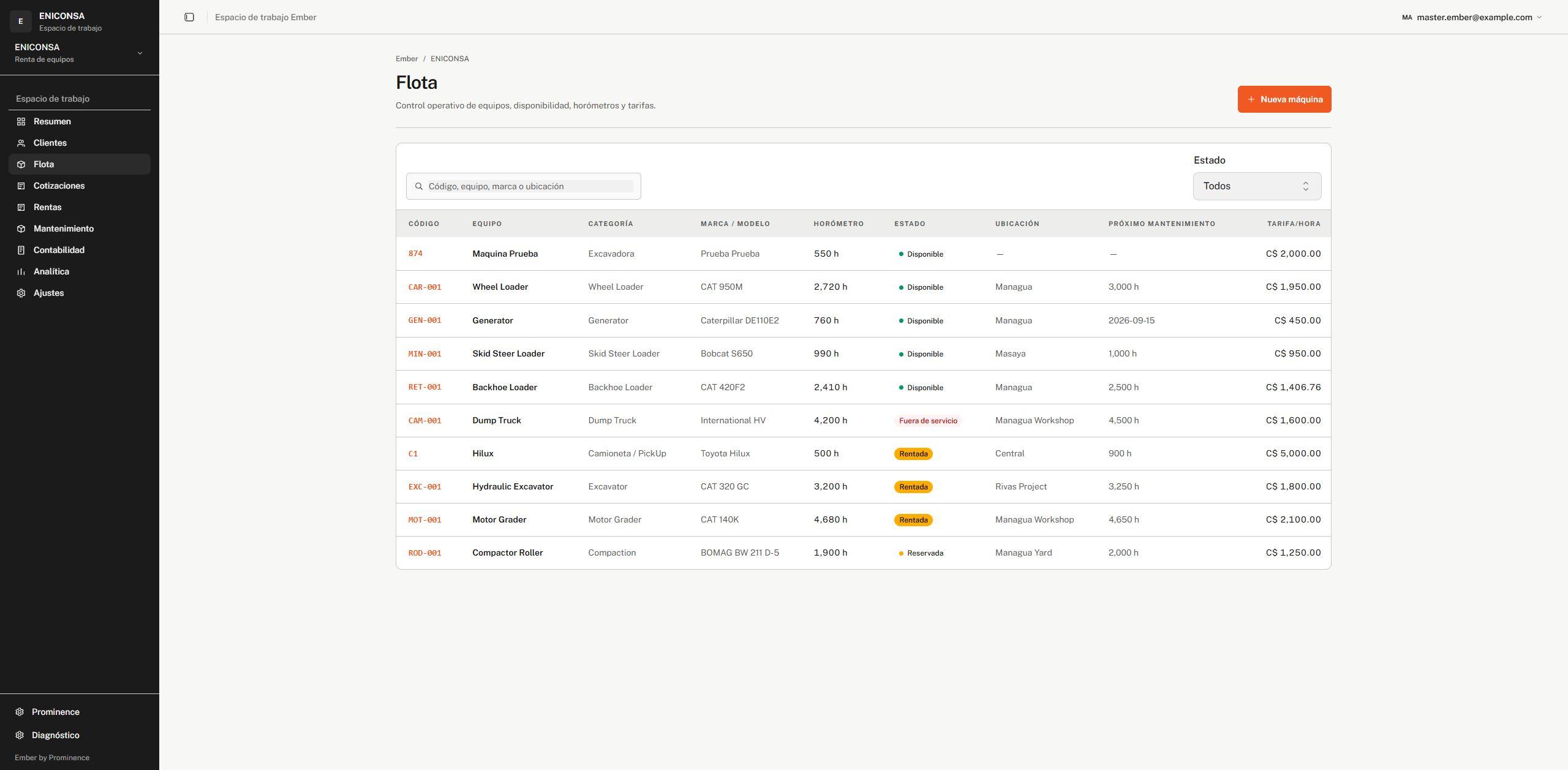 Ember product interface